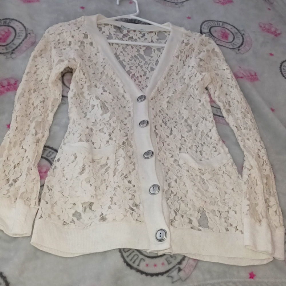 Maurice V neck button down see through cardigan